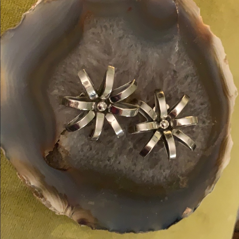 Vintage Atomic Sterling Clipon Earrings